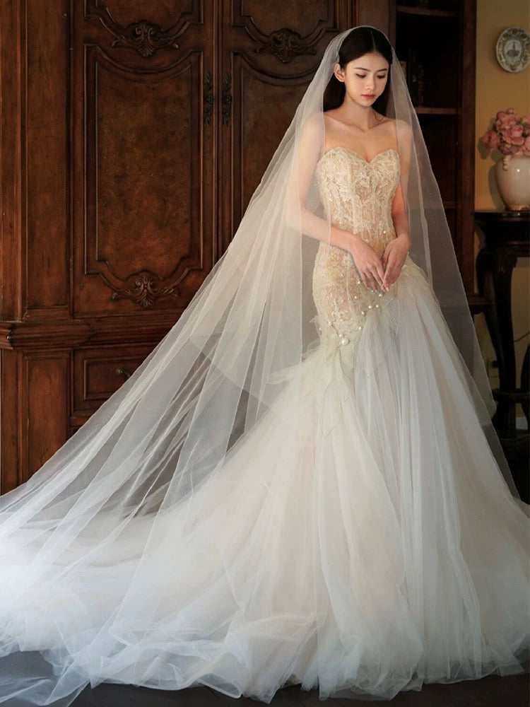 Sexy Meerjungfrau Langes Brautkleid Abend Party Kleider fg7702