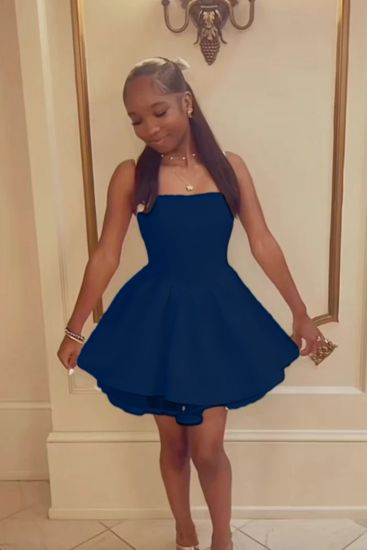 Weißes A-Linien-Heimkehrkleid, kurzes Partykleid, fg7728