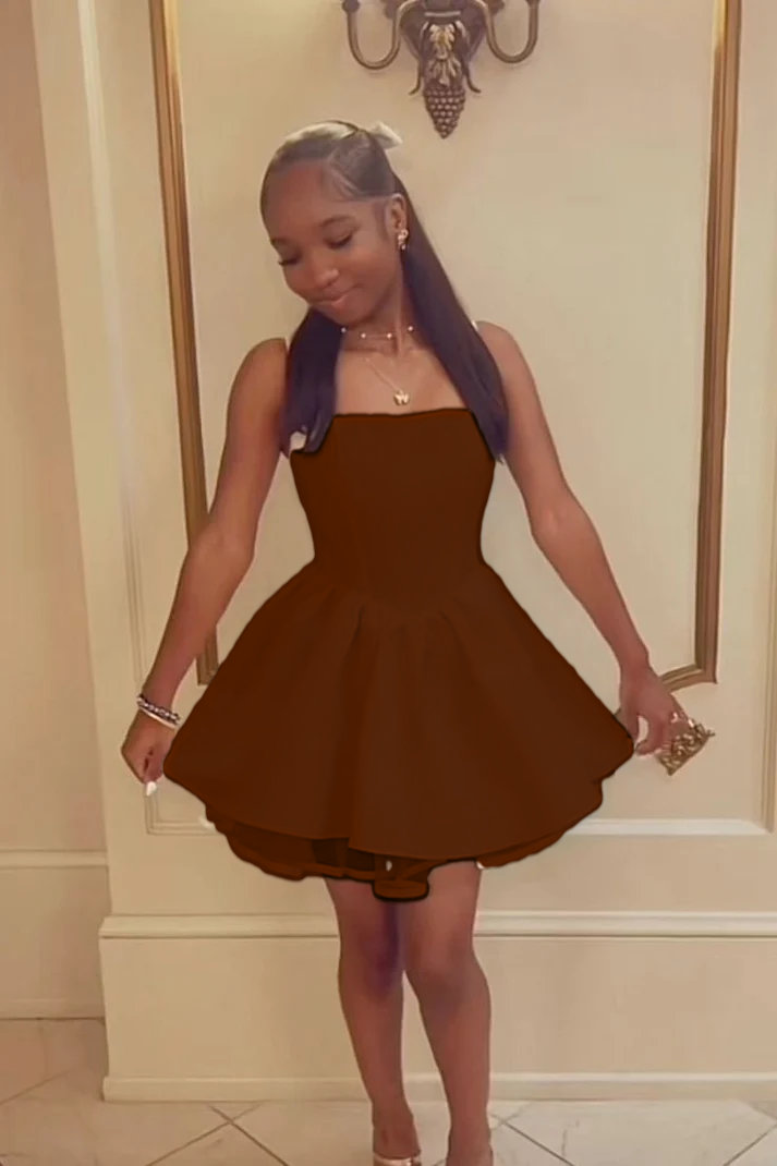 Weißes A-Linien-Heimkehrkleid, kurzes Partykleid, fg7728