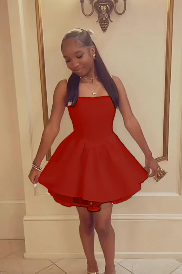 Weißes A-Linien-Heimkehrkleid, kurzes Partykleid, fg7728