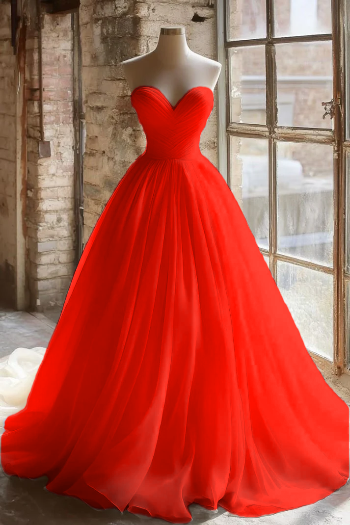 Robe de mariée longue et unique, coupe trapèze, sans bretelles, tenue de soirée, fg7736