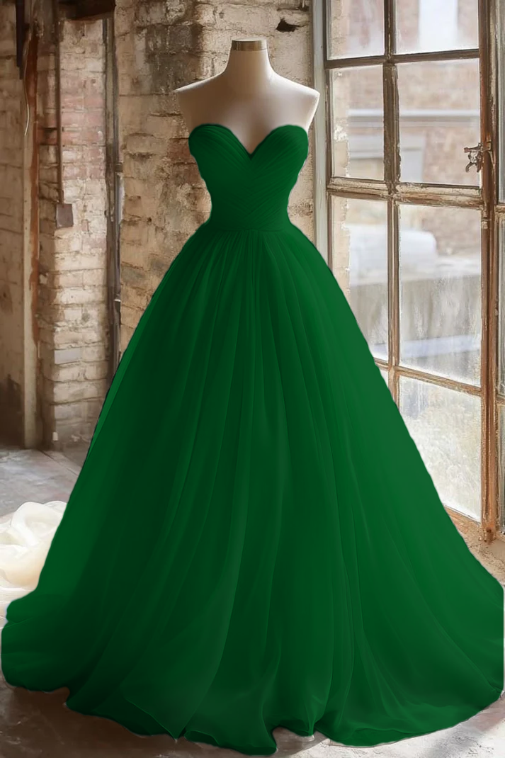 Robe de mariée longue et unique, coupe trapèze, sans bretelles, tenue de soirée, fg7736