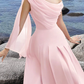 Robe de cocktail trapèze élégante, longueur thé, sans manches, col bénitier, en mousseline, robe de soirée, fg7773