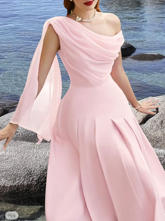 A-Line Cocktail Dresses Elegant Dress Wedding Guest Tea Length Sleevel – formalgowns