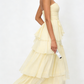 A Line Strapless Pale Yellow Long Party Dress Evening Dress Prom Dresses    fg7834