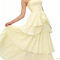 A Line Strapless Pale Yellow Long Party Dress Evening Dress Prom Dresses    fg7834