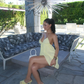 Robe de soirée courte jaune trapèze, robe de cocktail, robe de soirée courte fg7895