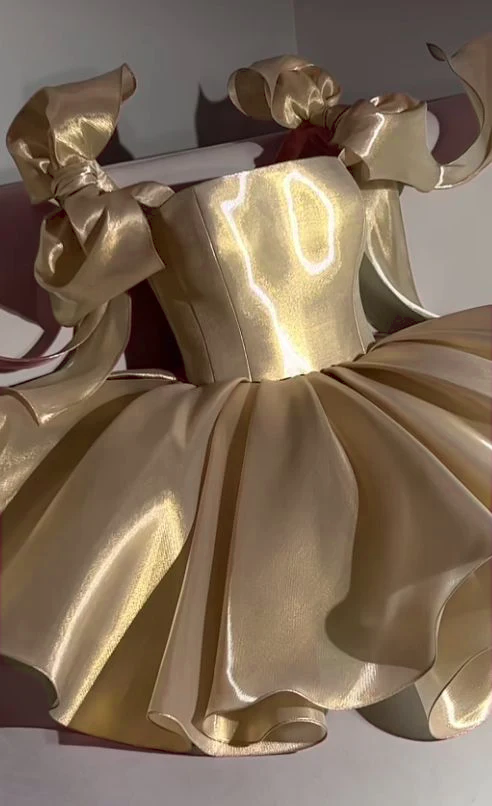 Pink Homecoming Dress with Bow Shoulder Ties A-line Short Party Gown    fg8044