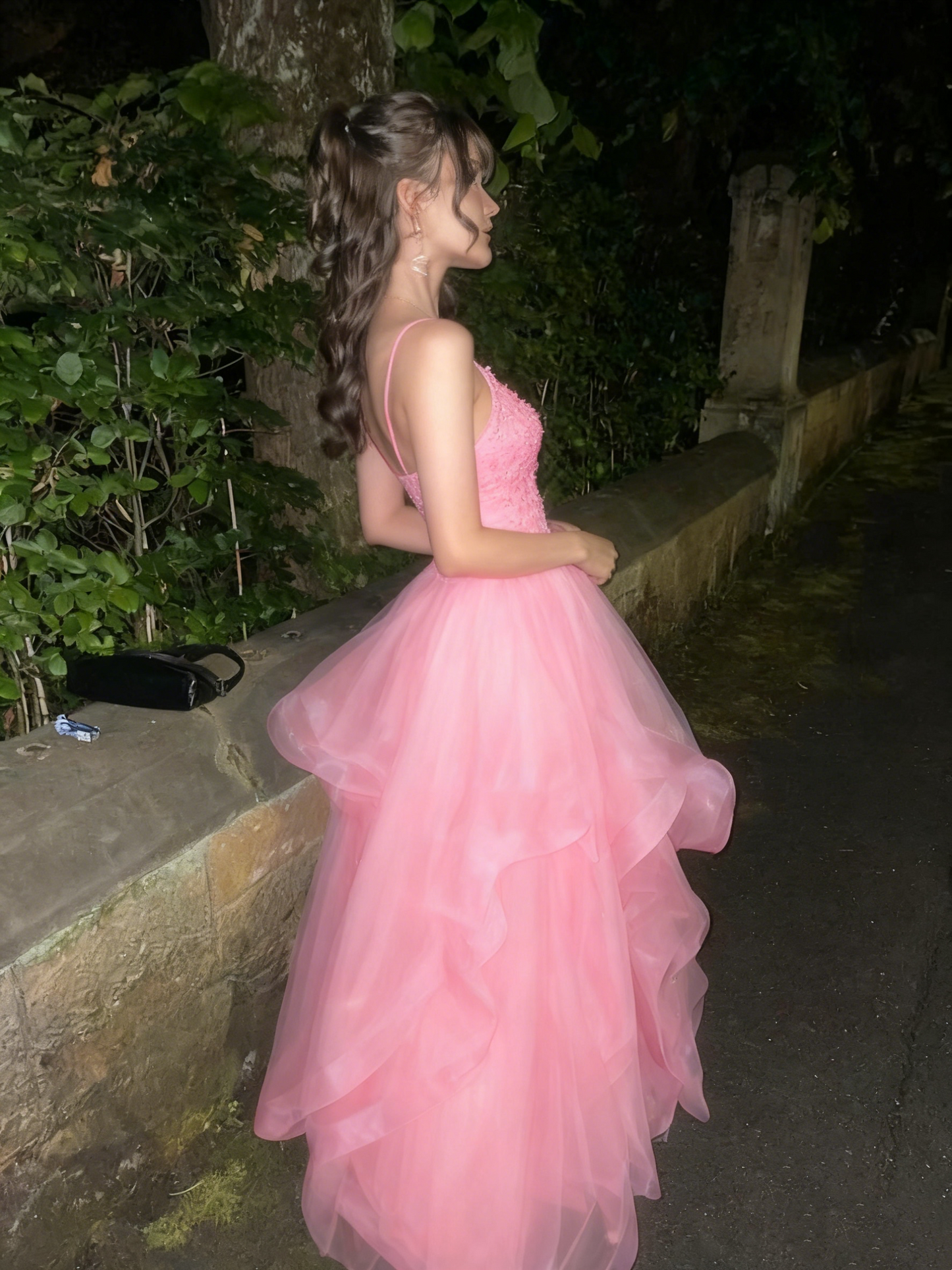 A Line Blue Shinny Tulle Party Dress Long Evening Dress Vintage Prom Dress    fg8153