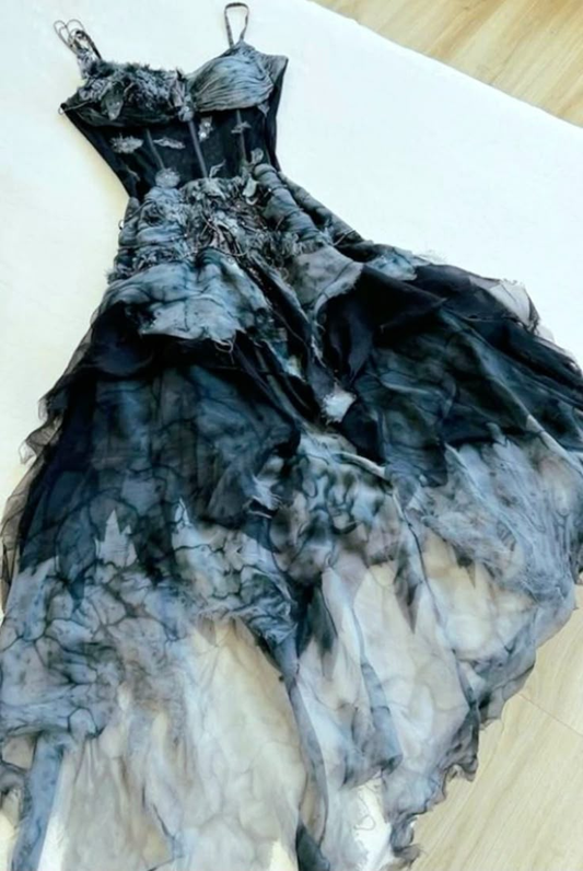 Vintage A Line Long Prom Dress Printed Sleeveless Evening Dress fg8249