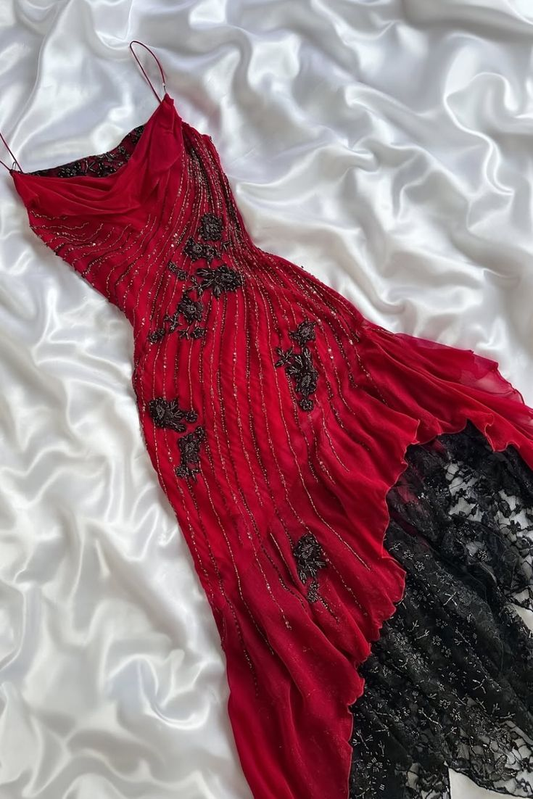 Beaded Red Sexy Long Prom Dress Classy Evening Dress  fg8264