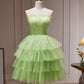 Green Tulle Short Prom Dress, Cute Green Homecoming Dresses      fg3412