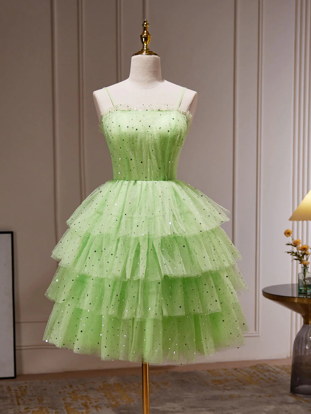 Green Tulle Short Prom Dress, Cute Green Homecoming Dresses      fg3412