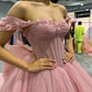 Pink Quinceanera Dress Ball Gown Applique 3D Flower Sweet 16 Party Prom Dress
