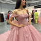 Pink Quinceanera Dress Ball Gown Applique 3D Flower Sweet 16 Party Prom Dress