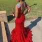 Langes, funkelndes, rotes Ballkleid mit Pailletten, formelle Abendkleider fg3157