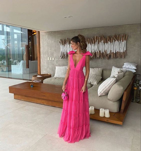 Pink lace ball gown prom dresses long evening dress   fg2465