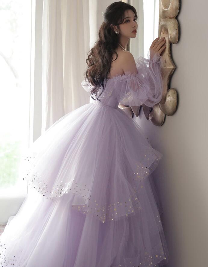Dark Purple Wedding Dress Beaded Ball Gown – Lisposa