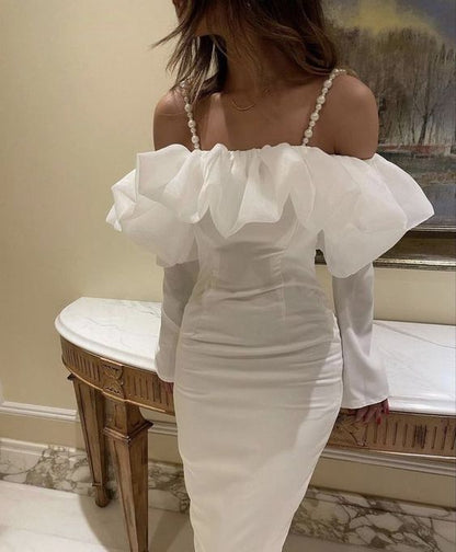 Vintage White Tulle Midi Prom Dress fg2976 formalgowns Vintage White Tulle Midi Prom Dress fg2976 formalgowns