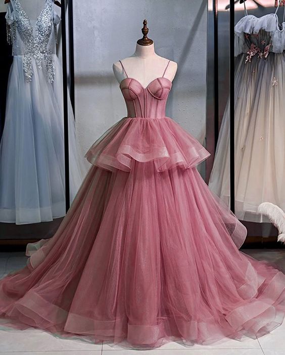 Pink long evening dress Sexy Prom Dress   fg2884