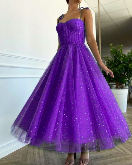 Vintage Tulle Purple Prom Evening Dress       fg2985