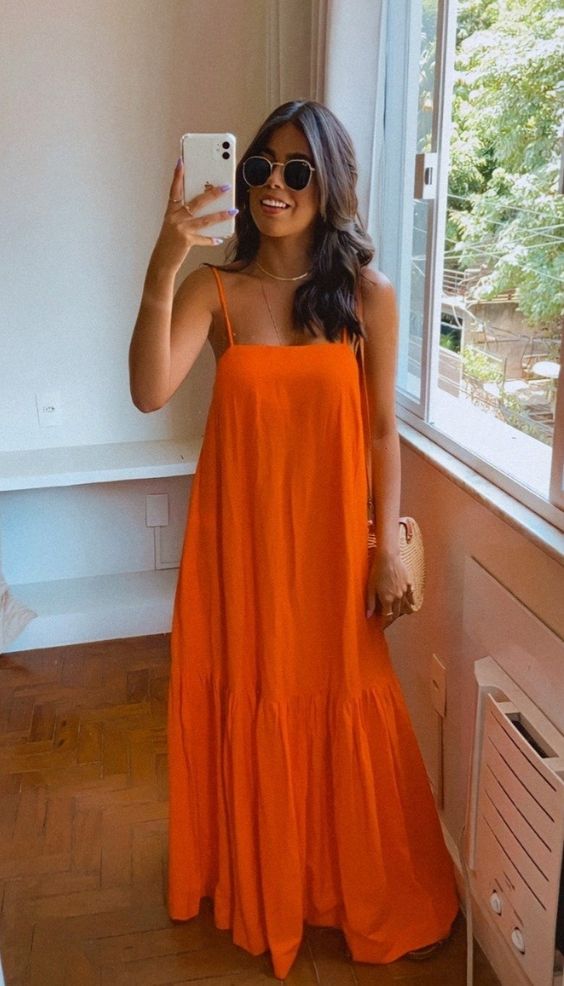 Simple orange evening dresses, long prom dress     fg3044
