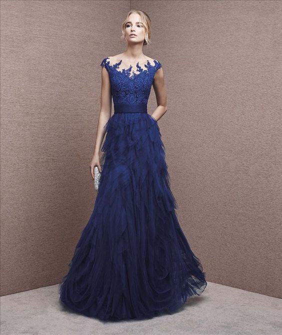 Elegant prom dress blue evening dresses     fg2702