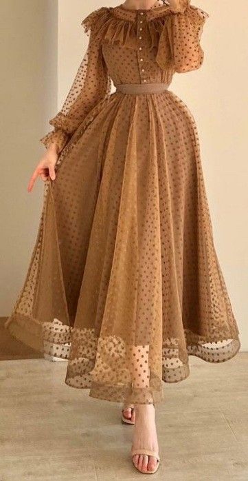 long party wear dresses 2023 brown evening dresses    fg2911