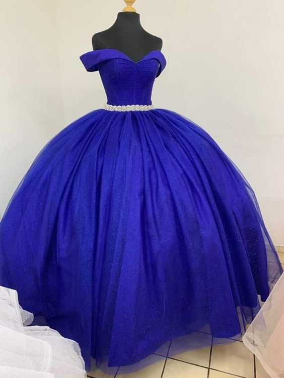 Royal Blue Tulle Princess Ball Gown Long Prom Dress    fg3103