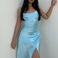 Simple party dress, birthday dress,blue prom dress     fg2891