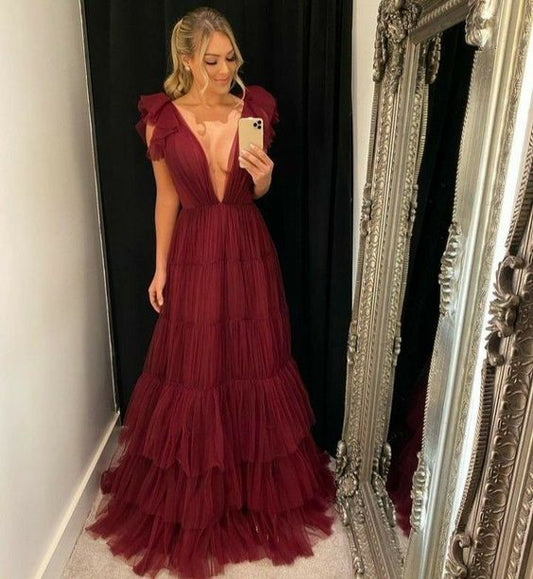 Fashion Burgundy Prom Dresses Long Sexy Prom Dress   fg2824