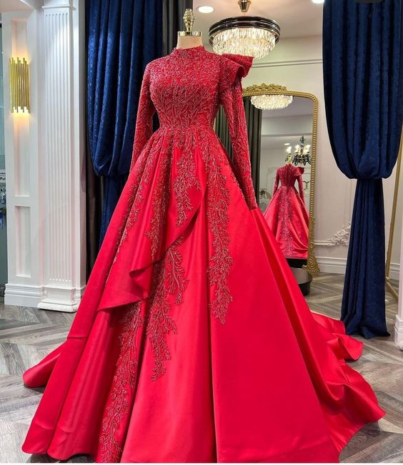 Elegant Red Prom Dress Long Evening Dress fg2643 – formalgowns