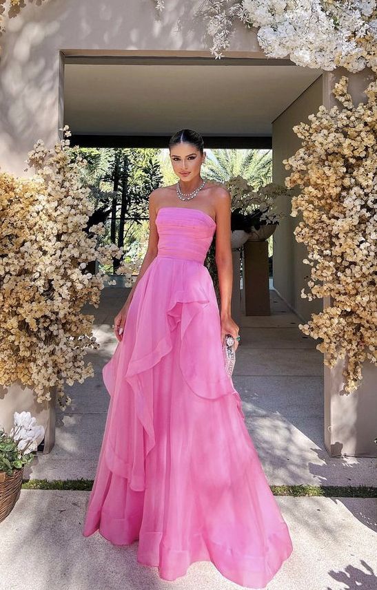 simple pink prom dress,modest evening dresses      fg1002