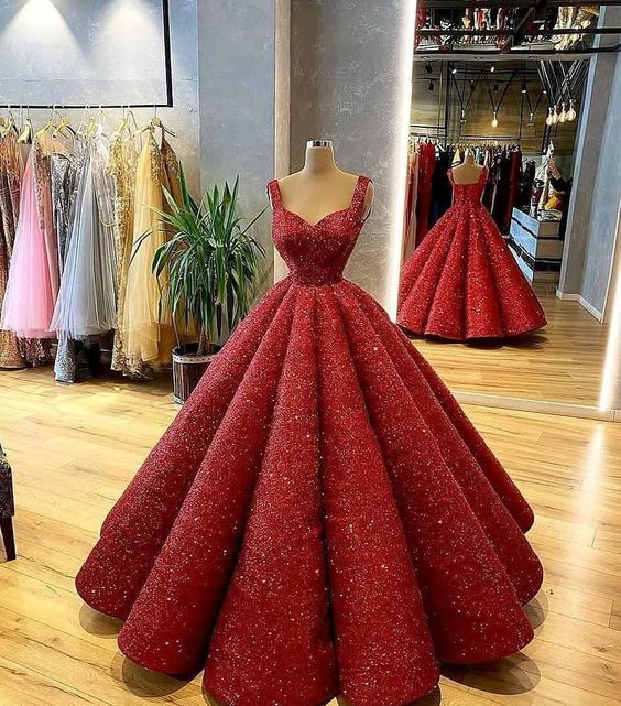 A-Line burgundy ball gown Prom Dress       fg1242