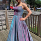 A-Line Purple Multi Sequin Strapless Prom Gown     fg1074