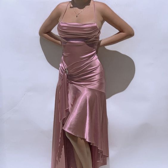 simple pink prom dress,modest evening dresses      fg1025