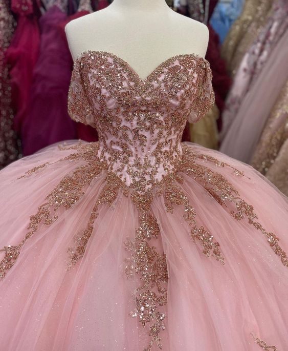 Pink Ball Gown Long Prom Gown Elegant Evening dress     fg2425