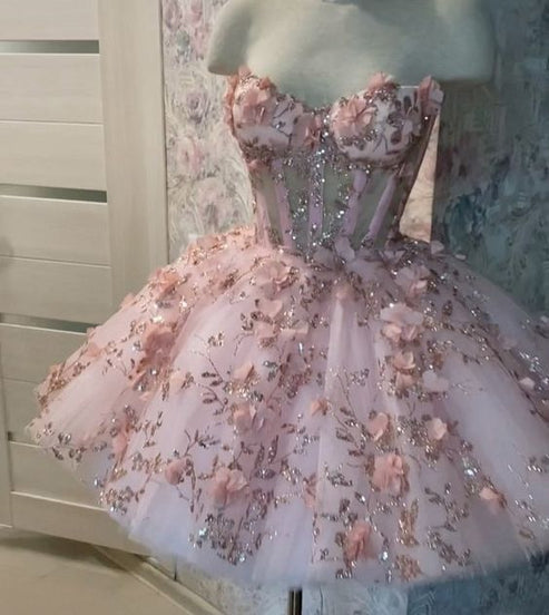 Vintage Pink Floral Homecoming Dress,Pink Beach Dress Y4071 main image 0