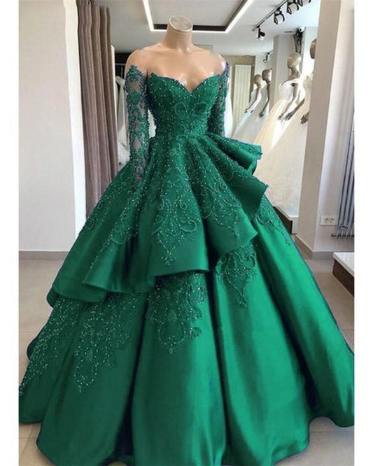 ball gown green dress     fg1649