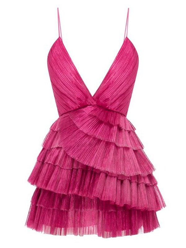 Short homecoming dress Ruffled Spaghetti-Neck Party Sexy Mini Dress fg –  formalgowns