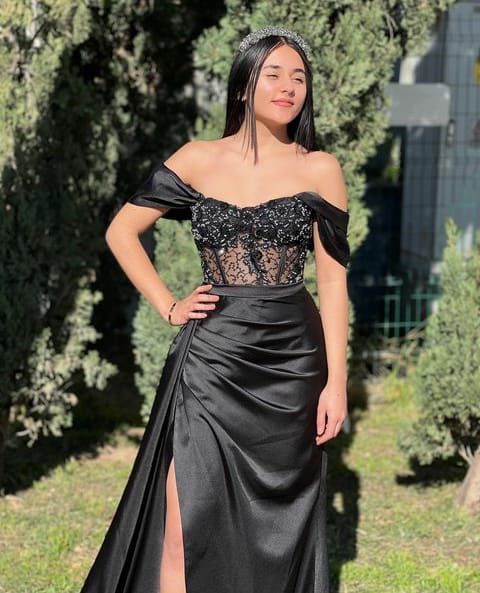 Black Off the shoulder prom dresses long evening dress fg2473 – formalgowns