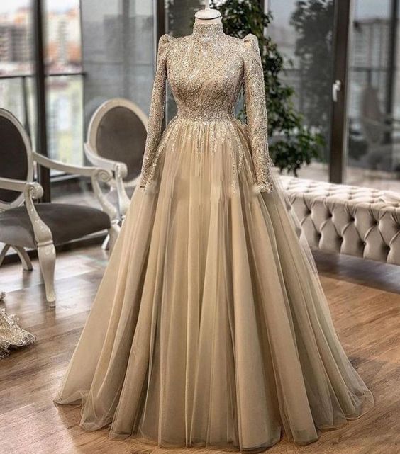 Champagne Prom Dresses, Formal Evening Dresses    fg1755