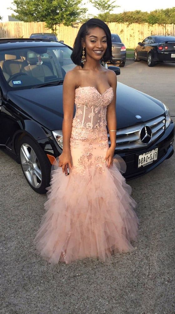 blushing pink tulle pleated prom dress    fg2021