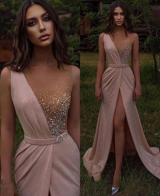 Pink evening dresses long sexy prom dresses for women     fg1410