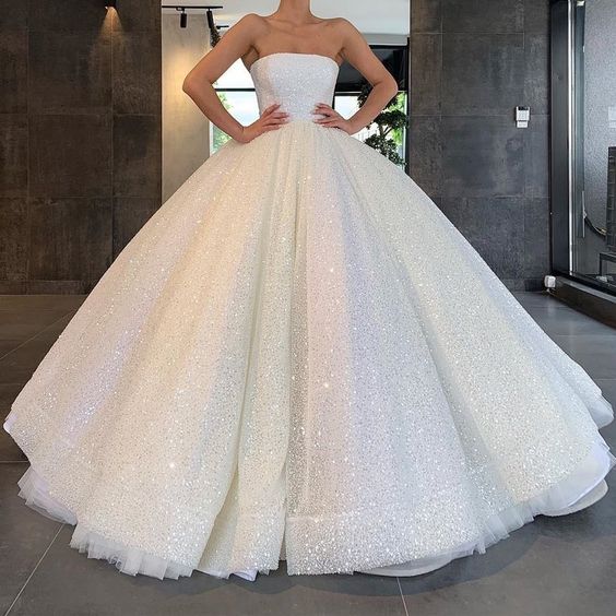 White Long Ball Gown Prom Dresses    fg1187