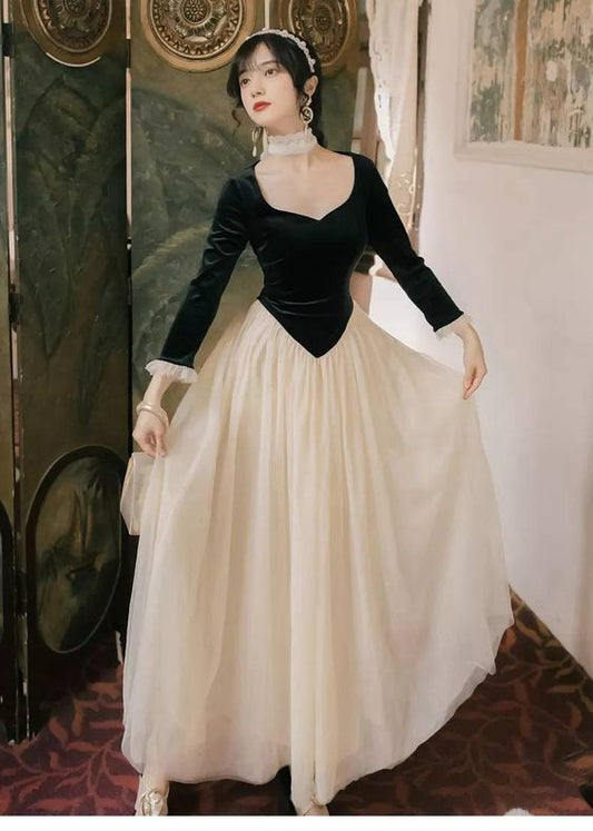 Robe ballerine vintage, robe française vintage, robe vintage, robe fleurie, robe cottagecore, robe française, robe en velours fg2275