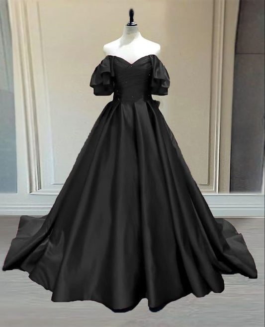 Black Princess Ball Gown For Wedding Prom Dress, Evening Dress      fg2624