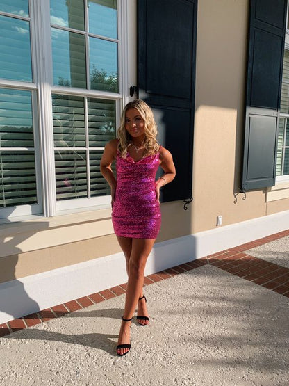 Hot Pink 16th Birthday Dress Ourtfit Tight Sheath Homecoming Dress   fg1473