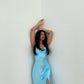 Simple party dress, birthday dress,blue prom dress     fg2891