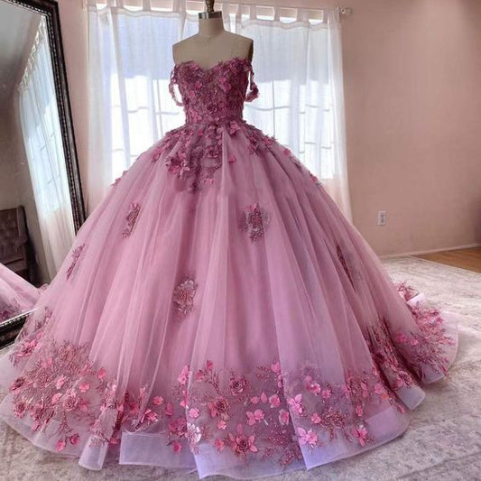 Pink Ball Gown Prom Dresses Long Evening Dresses      fg2204